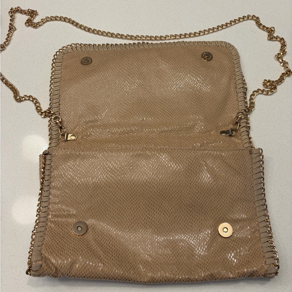 Urban Expressions Beige Chain Clutch